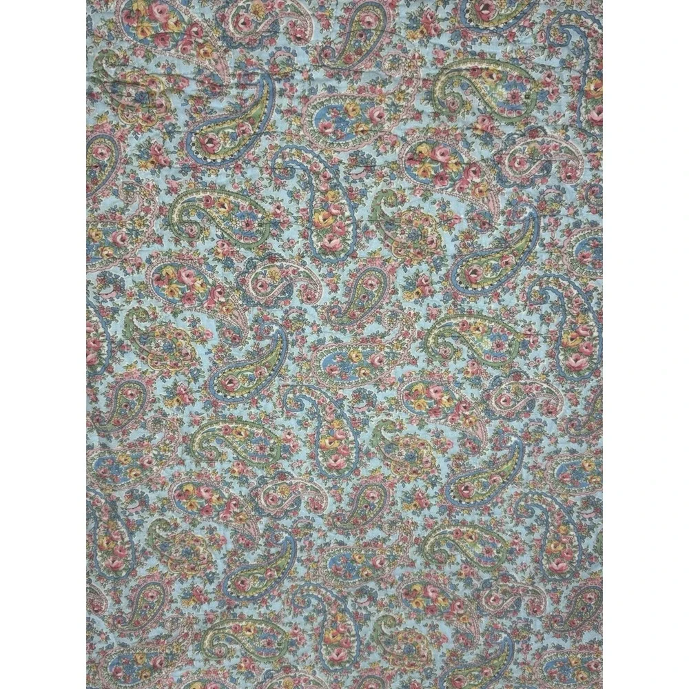 Ralph Lauren Quilt Paisley Floral Queen Shabby‎ Chic Coverlet Blue Pink Stripes